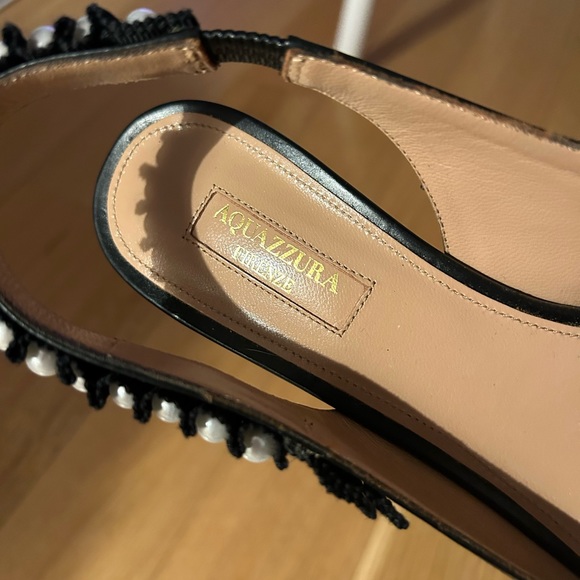 Aquazurra leather pearl studded slingback pumps - Picture 5 of 6